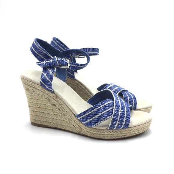Nautica Shoes - Nautica Blue and White Wedge Espadrille